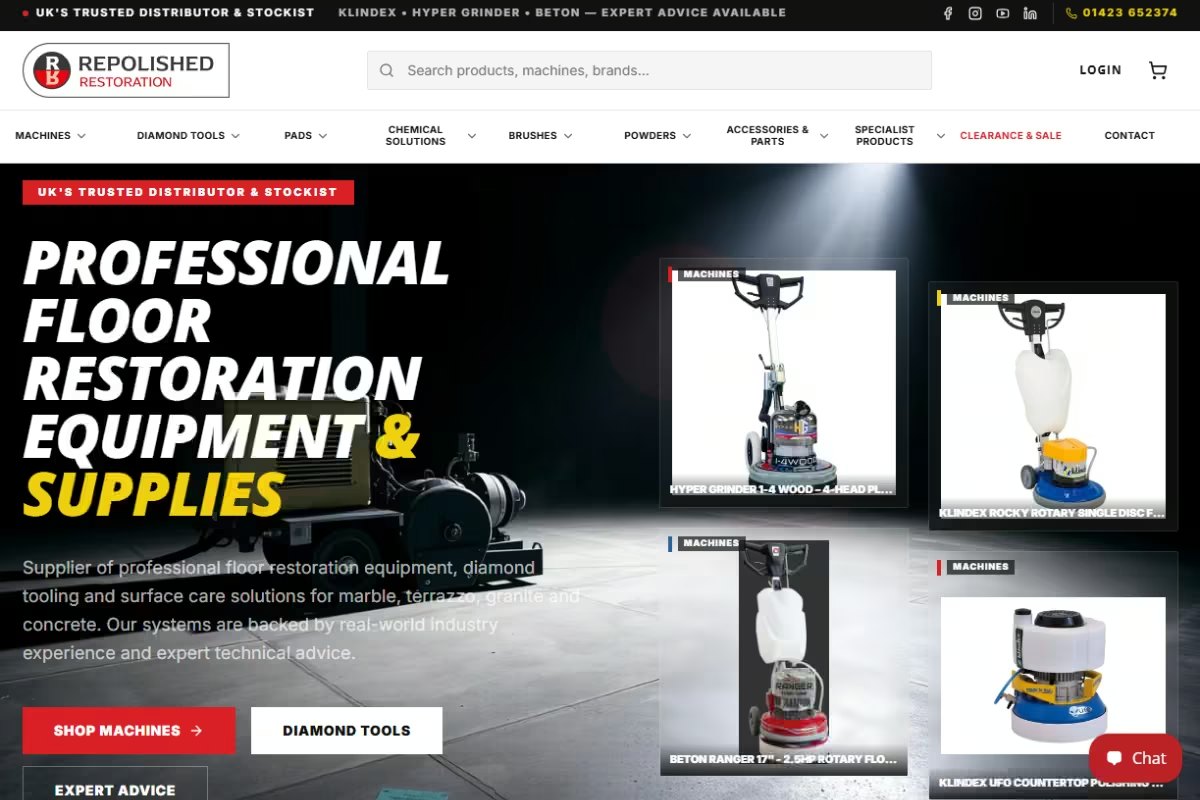 Screenshot of the Sample Project: Equipment Supplier Store website